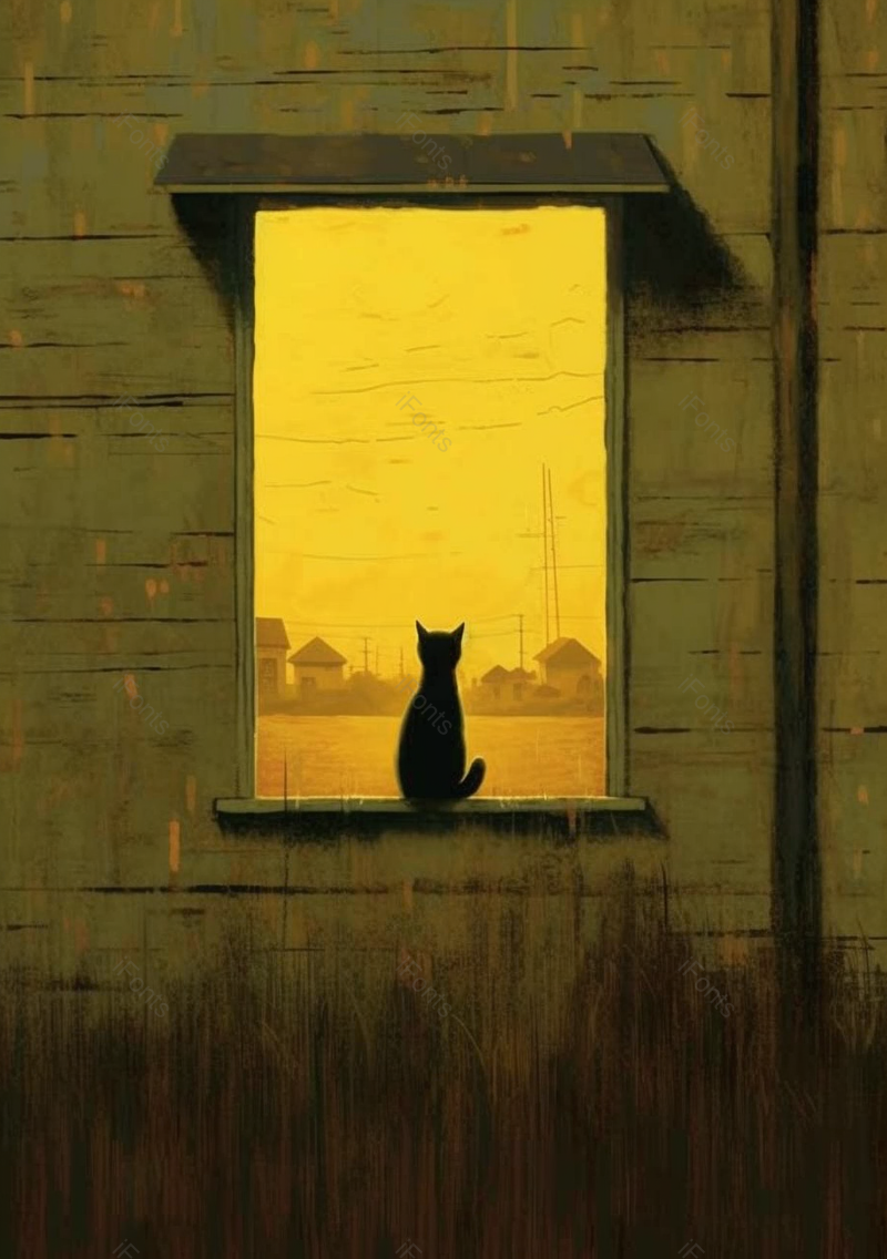 小黑猫遥望远方二十四节气芒种插画,插画/手绘图,插画/手绘图库,插画/手绘图下载,插画/手绘